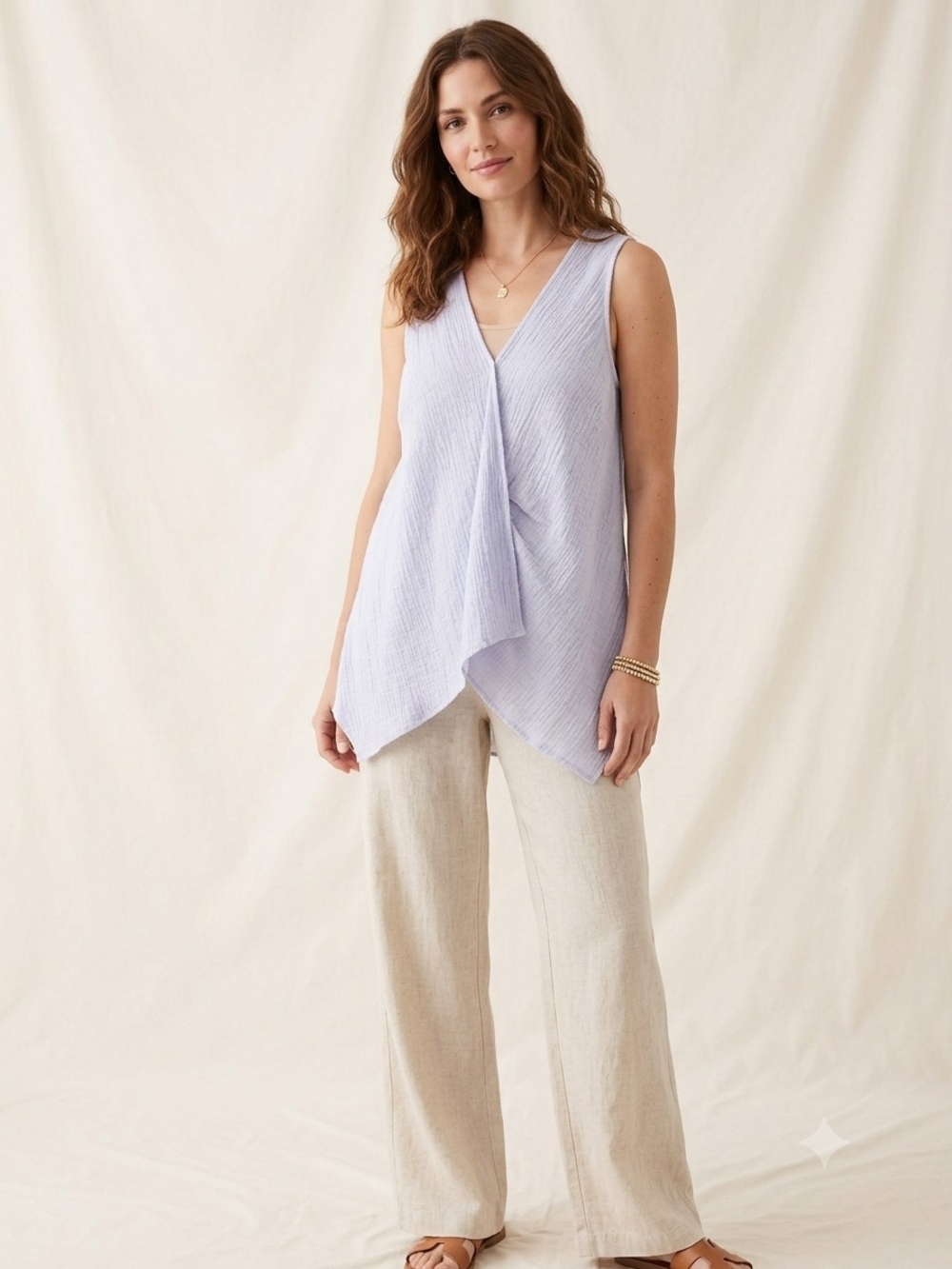 J. Jill Lavender Sleeveless Draped V-Neck Tank
